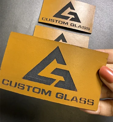 Custom leather embroidered patch with glass detailing