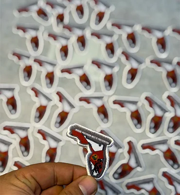 Custom printed gun-themed patch design